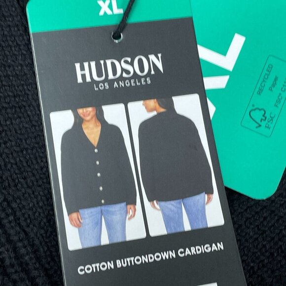 Hudson Los Angeles XL Black Cotton Button Down Cardigan  Women NWT 6519 - Picture 3 of 8